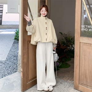 浅黄色格子拼接短款外套女2025年春秋季新款韩版宽松显瘦夹克上衣图片
