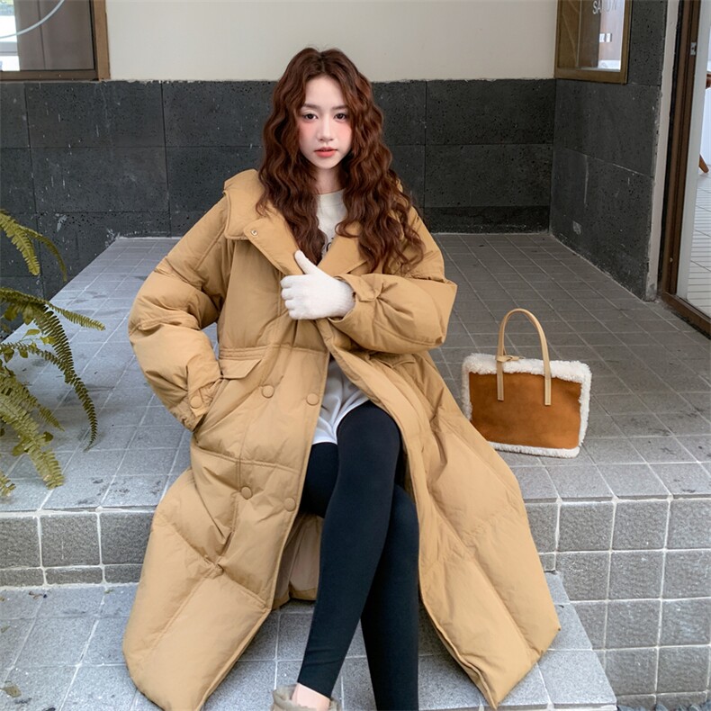 【新款】50白鸭绒双排扣长款连帽羽绒服2C372-872-P335控498,女装羽绒服,2C372
