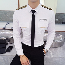 YC090-V2021新款男潮长袖衬衫夜店酒吧KT衬衣大码个性logo定制P50，男装衬衫，星座717A