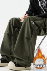 8XL-M美式机能加绒加厚冲锋裤男冬季宽松大码刺绣工装裤KZ020P50，男装工装外套，电商B312