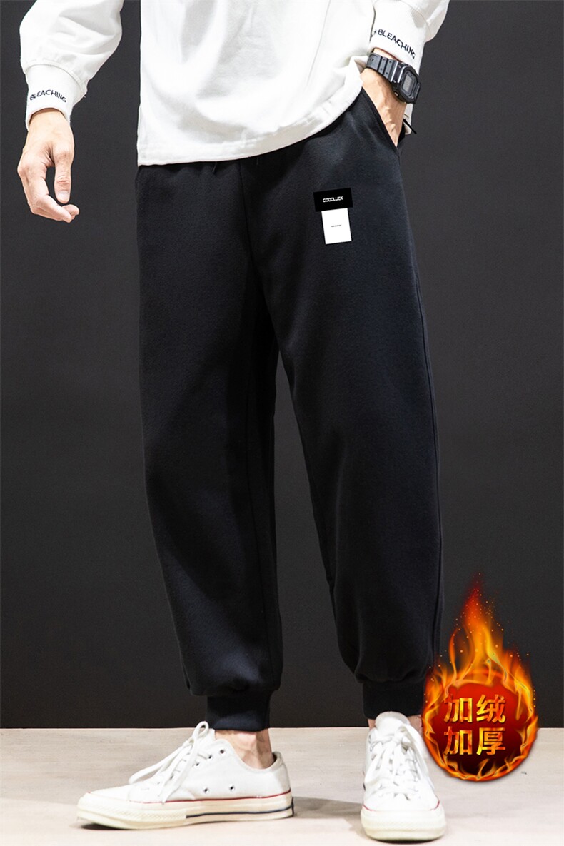 K12119-P40加绒P50束脚纯棉运动裤男士休闲裤大码宽松卫裤男,男装休闲裤,电商A040A
