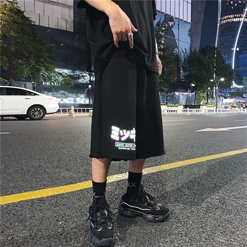 反光裤子男潮牌夏季短裤五分裤ins宽松运动裤韩版潮流帅气DK86-28,男装牛仔裤,星座1008-2