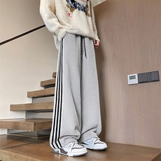 现货400克A2362P48-羊羔绒休闲裤男美式条纹冬季加厚直筒裤子，男装休闲裤，电商B241