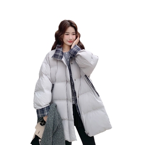 冬装新款格子拼色灰色羽绒服50绒2C092-99886-P315-K438图片