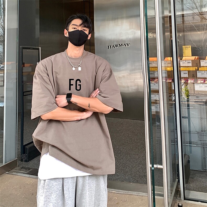 港风大码植绒印花短袖男女T恤潮A014-T7703-P35控48,男装T恤,电商A014