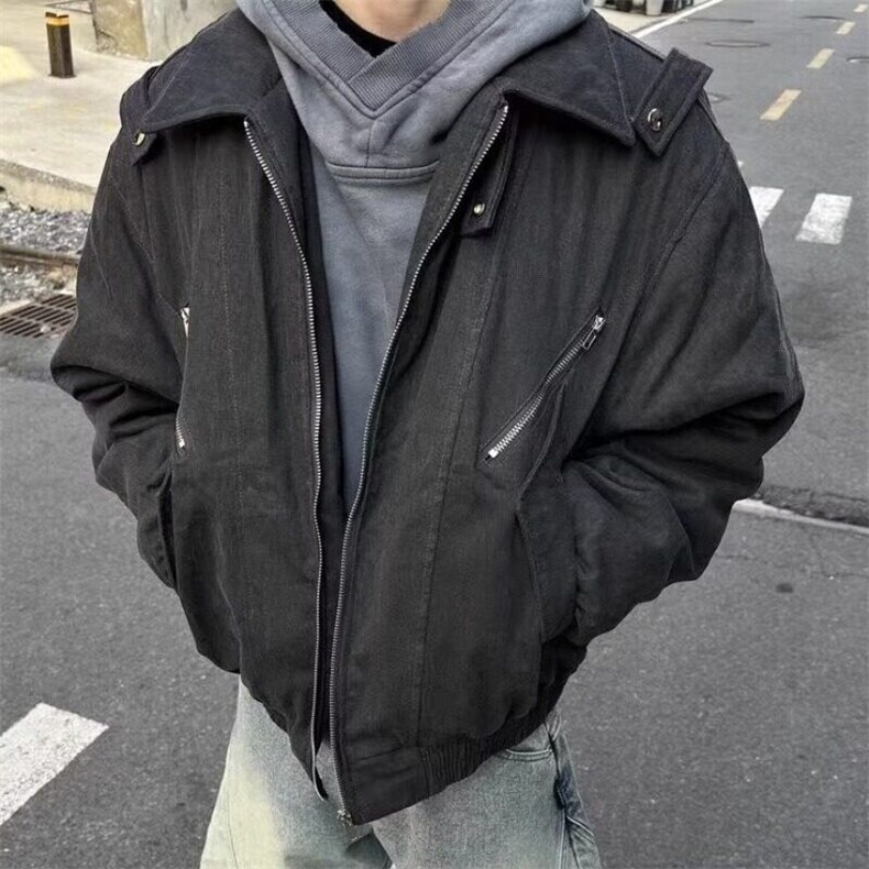 美式复古水洗拼接多口袋做旧解构拉链Bomber夹克外套短款JKK19P95,男装夹克,电商D256-2(原A064-2)