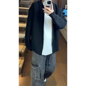 ！棒球领双拉链开衫针织毛衣男 CP16-特p55图片
