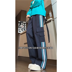 秋季新款INS潮流条纹设计大口袋宽松工装裤B315-K24268-特p40控78，男装工装外套，电商B315