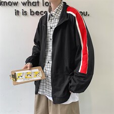 春秋撞色条纹卫衣ins港风原宿风宽松休闲百搭开衫外套W1186-P30，男装夹克，星座512-4