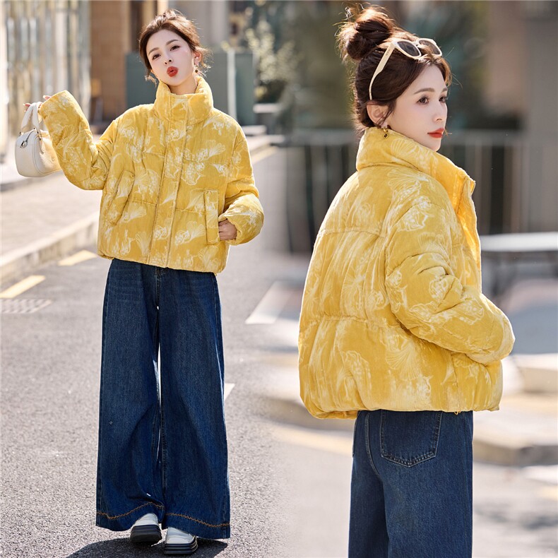 现货时尚面包服立领羽绒服女2025冬季新款宽松洋气短款白鸭绒外套,女装羽绒服,伊仟回
