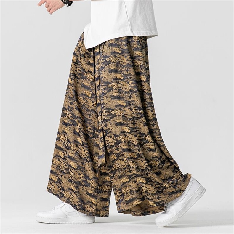 24夏季 大码风直筒阔腿裤新中式汉服休闲裤潮冰丝薄 K253/P65图片