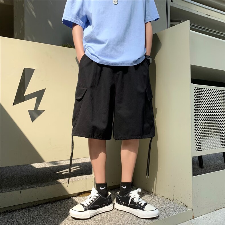 工装短裤男夏季潮牌痞帅炸街设计感中裤美式机能篮球运动五分裤子图片