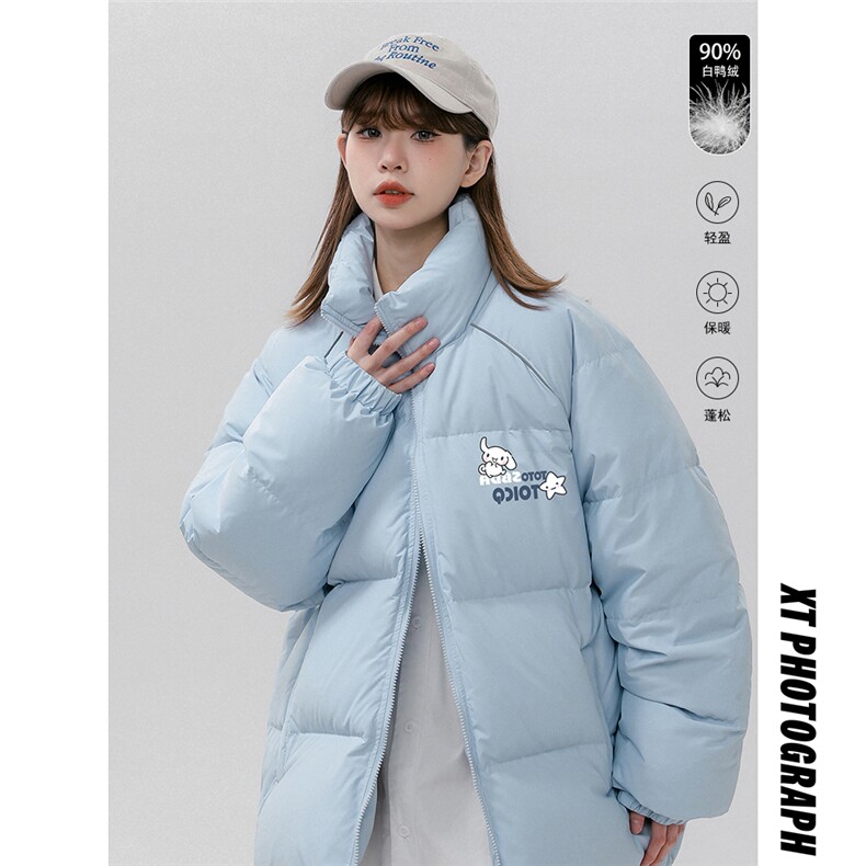 中性风新款冬季百搭潮流立领加厚印花羽绒服外套YR63003P225控298图片