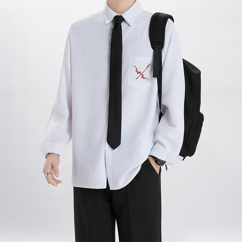 短袖白衬衫基础款dk制服内搭衬衣领带男女生拍照表演班服搭配套装,男装T恤,星座506A