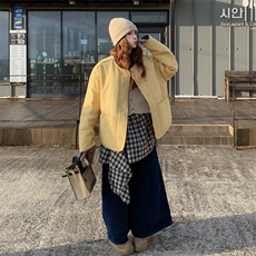 撞色圆领棉衣休闲裤两件套女短2025冬季新款小个子休闲宽松小棉袄，女装棉衣/棉服，2C305