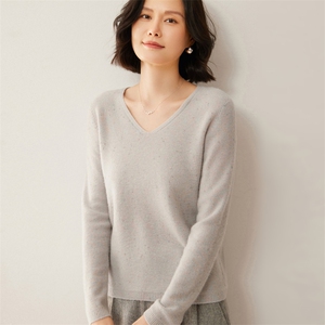 秋冬新款衫女羊毛一线成衣V领轻熟风毛衣打底针织衫女图片