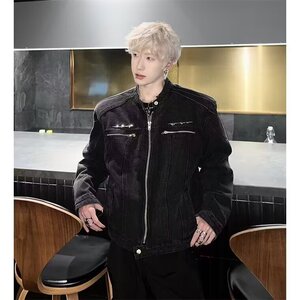 312-P63 美式高级感短款牛仔夹克男春秋季新款高街图片