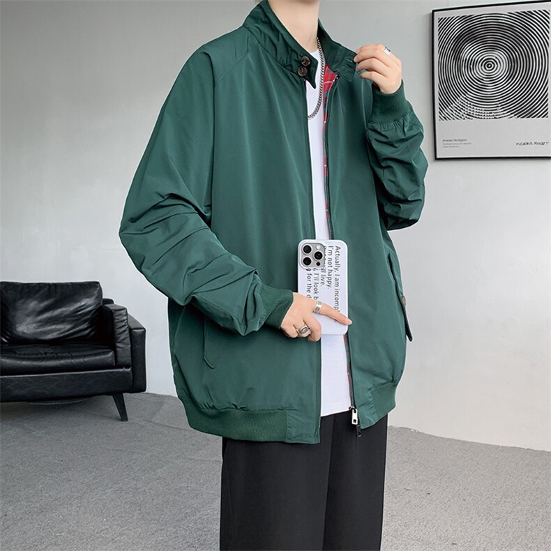 8XL-M美式复古棒球服外套男特大码潮牌双拉链立领夹克衫JK005P85,男装夹克,电商B312
