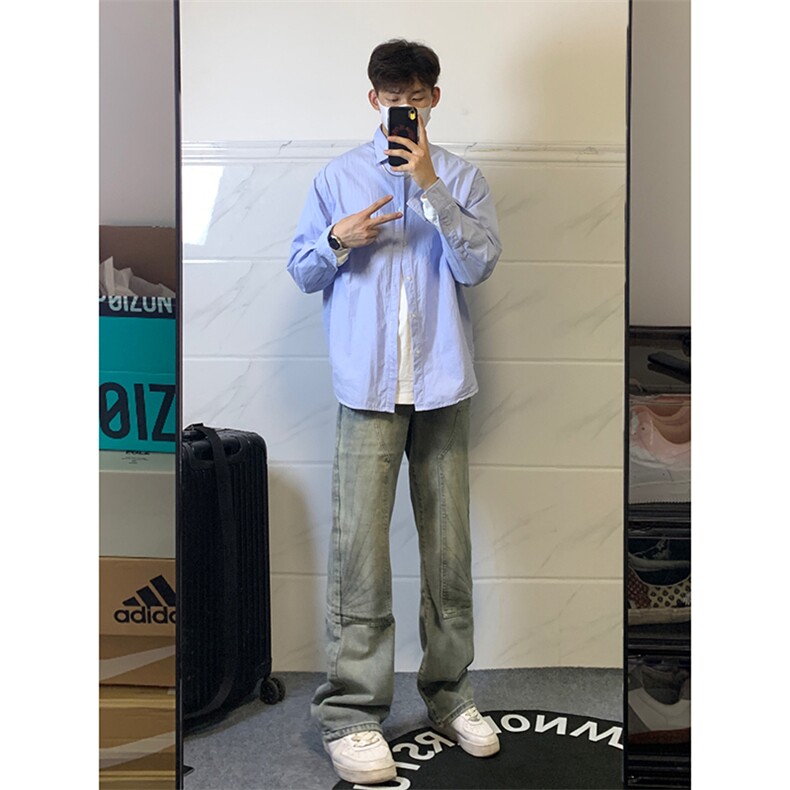 B221美式ins高街暗黑小众铆钉伐木裤牛仔裤LK23145-P65控88,男装牛仔裤,电商B221