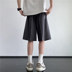 INS夏季新款潮流中缝设计宽松休闲西裤短裤B315-K24099-P35控48，男装牛仔裤，电商B315