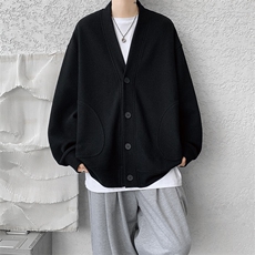 8XL-M春季开衫V领卫衣男港风日系慵懒风痞帅长袖上衣服外套KS001，男装卫衣，电商B312