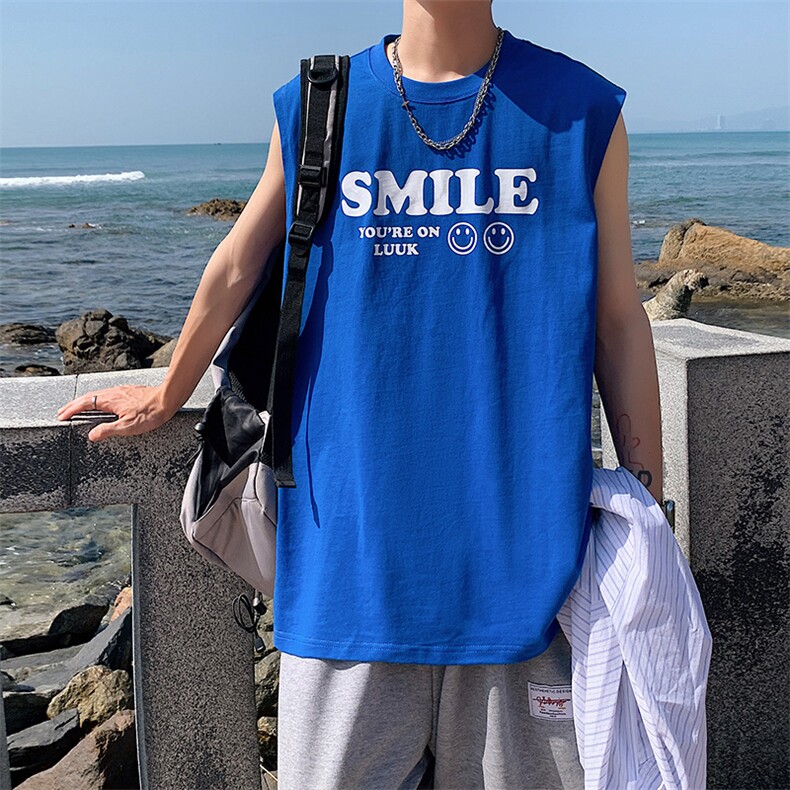 夏季港风t恤男宽松大码纯棉运动背心坎肩潮牌无袖BX008P25,男装背心/马甲,星座1204-3