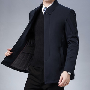冬季新款翻领纯色外套男棉服商务休闲中年加厚保暖男装棉衣外套图片