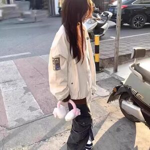 美式字母刺绣宽松新中式外套女春秋夹克设计感情侣ins棒球飞行服图片
