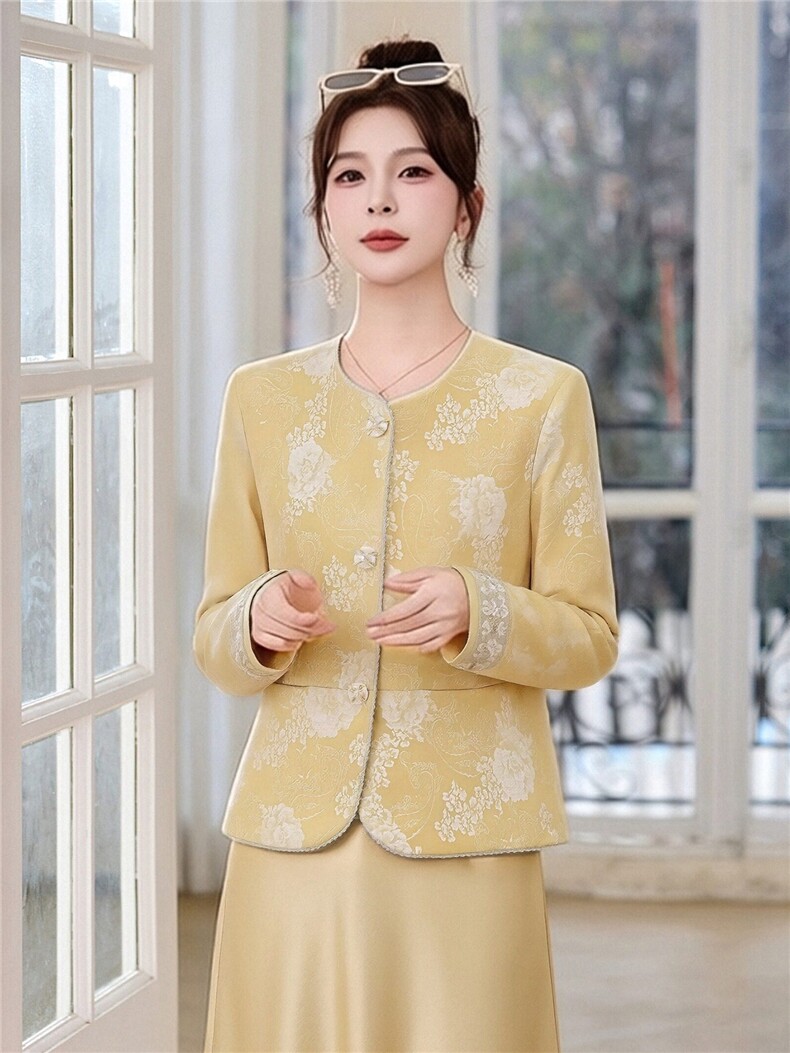 新中式G风外套女2026春季新款复古刺绣提花设计感时尚气质外套,女装西装,时尚俏佳人