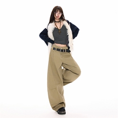 美式复古弯刀牛仔裤男女春季2026新款宽松阔腿工装长裤YD9083-P80，男装牛仔裤，星座509
