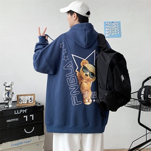 2023春季上新学生长袖时尚拼接印花连帽休闲卫衣男486-P45控价68