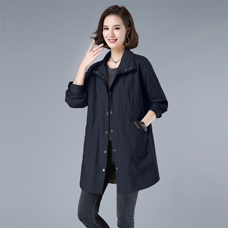 2023春秋新款纯棉休闲风衣外套中长款风衣女3968款,女装风衣,秋牧寒烟