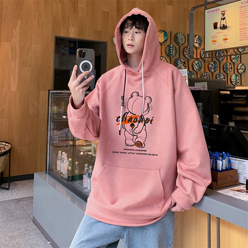 已注册港风抖音直播得物品质宽松麂皮绒连帽卫衣W6003P48,男装卫衣,电商C408-1(原B339-1)
