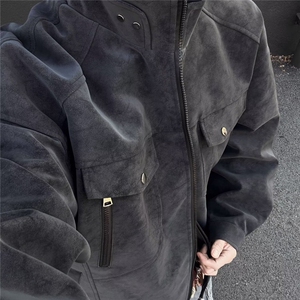 pu皮外套高级感痞帅立领美式复古工装皮衣夹克衣服Y1035-P98网图,好奇怪的衣服穿搭图片