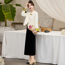 新中式国风盘扣短款休闲外套女2024早初春新款小个子立领女装上衣，女装套装/套裙，涵墨