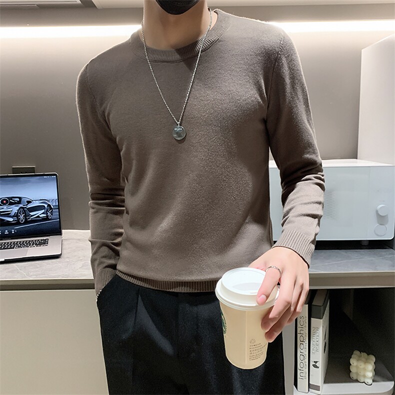 店主风小伙秋冬男纯色圆领套头针织长袖毛衣男士301A-1/M63/P38,男装针织衫/毛衣,星座301A-1