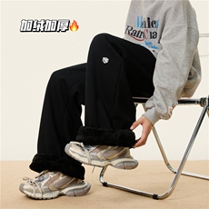 抖音品质冬季加绒保暖骰子刺绣宽松休闲卫裤B315-K873JR-p65控88，男装休闲裤，电商B315