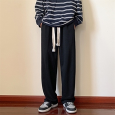 情侣百搭编织抽绳休闲裤男大码宽松拖地裤K261*P26加绒30控58，男装休闲裤，星座227-2