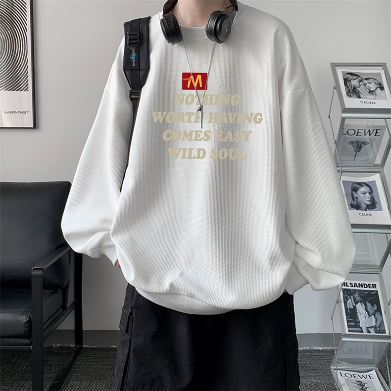 华夫格卫衣圆领卫衣男大码长袖t恤男外套HW76363-P30,男装卫衣,电商A040