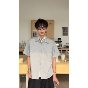 档口现货~夏季月影亚麻混纺花纱短袖衬衫 CT25106批50图片
