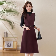 春装新款时尚气质中长款春秋两件套背心裙+针织打底衫（送皮带），女装套装/套裙，姿衣坊