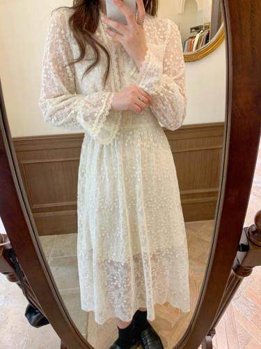 独屿2021春新款蕾丝连衣裙，女装连衣裙，独屿