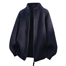 25872-特P68秋季时尚立领毛衣开衫男针织衫简约满天星夹克外套，男装针织衫/毛衣，电商D310B