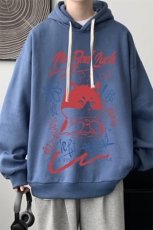 WY2226-P35加绒款-P40纯棉连帽卫衣男大码运动帽衫宽松薄外套男，男装卫衣，电商A040