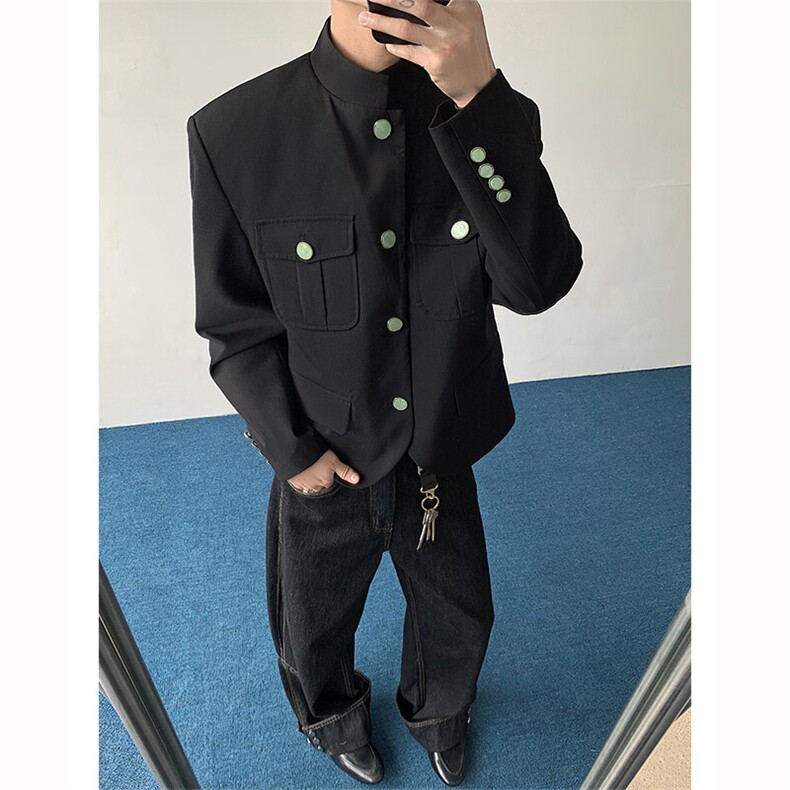 现货！25短款新中式立领男士中山装西装外套XZ81-P135图片