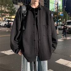 2025春季衬衫男新款港风宽松提花大码长袖衬衣CS023-P45(现货），男装衬衫，星座214-3