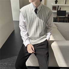 学院风V领毛衣马甲男款秋冬季美式针织衫潮流叠穿情侣背心，男装背心/马甲，星座410-6（原星座1304-1）