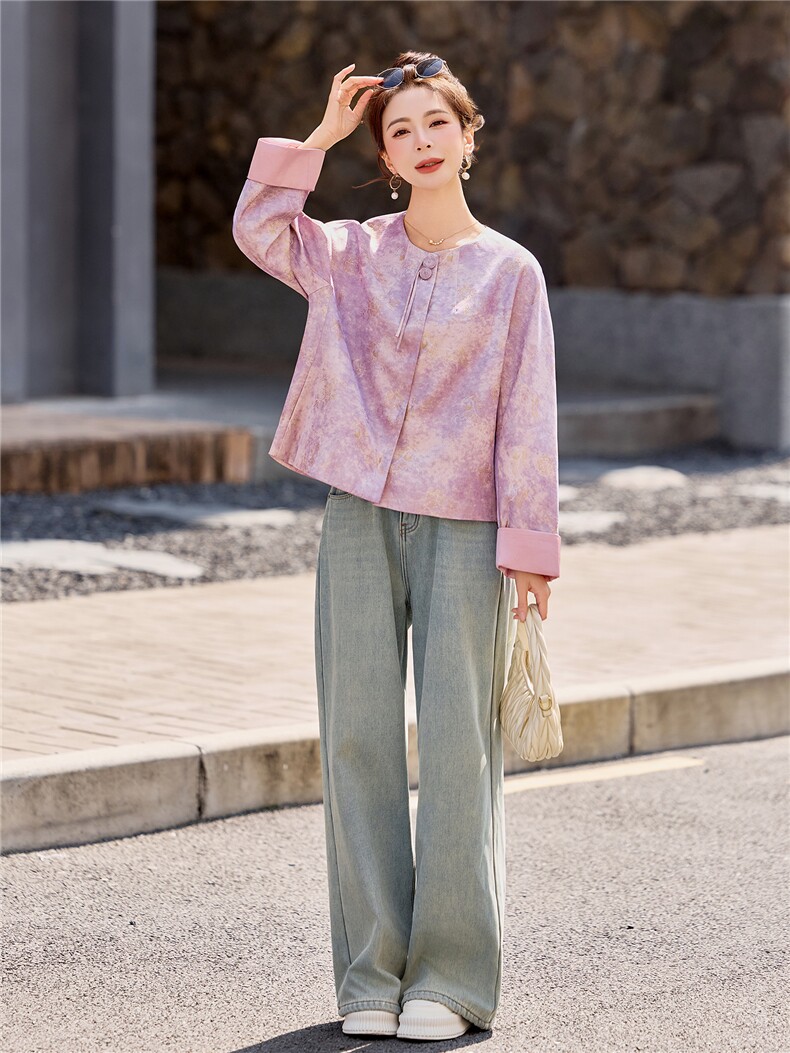 2026年春季新中式提花开春超火外套女,女装短外套,E百度