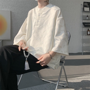8XL-M风蝴蝶t恤大码唐装新中式七分袖棉麻冰丝短袖DX1208P48图片