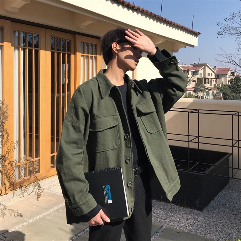 秋季ulzzang帅气落肩工装夹克男韩版宽松日系学生外套AA68-P95,男装夹克,四季星座713